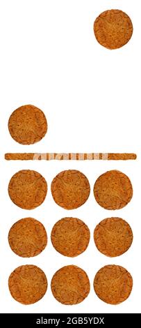 dominoes from oatmeal cookies on a white background Stock Photo
