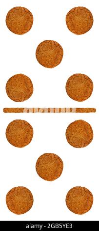 dominoes from oatmeal cookies on a white background Stock Photo