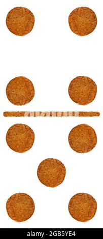 dominoes from oatmeal cookies on a white background Stock Photo