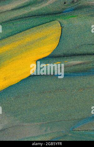 Abstract golden green glitter background. Green orange glitter texture. Holiday sparkle backdrop Stock Photo