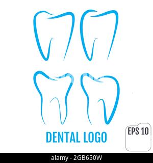 Dental clinic logos set. Dental office logo. Stock Vector
