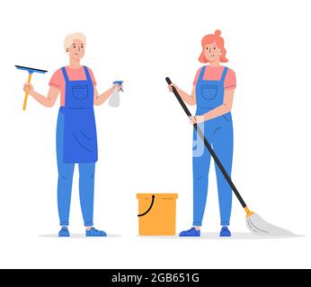 Cleaning service,people in uniform.  Stock Vector