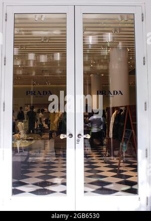 Tokyo, Japan. 24th Nov, 2022. A Prada luxury retail location at Miyashita  Park. The Italian fashion house founded by Mario Prada is led by CEO Andrea  Guerra and head designer Miuccia Prada