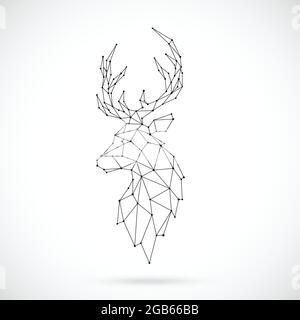 Geometric Deer silhouette. Image of Deer in the form of constellation. Vector illustration. Stock Vector