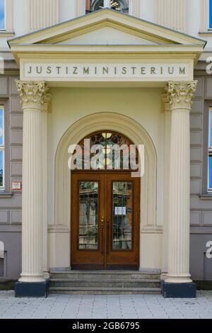 Entry To The Ministry Of Justice, Düsseldorf, North Rhine-Westphalia, Germany, Europe Stock Photo