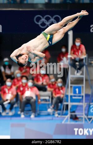 Tokyo, Japan. 2nd Aug, 2021. SHIXIN LI (AUS) competes in the Men's 3m Springboard Preliminary during the Tokyo 2020 Olympic Games at Tokyo Aquatics Centre. (Credit Image: © Rodrigo Reyes Marin/ZUMA Press Wire) Stock Photo