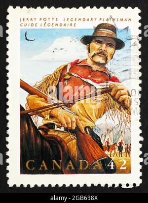 CANADA - CIRCA 1992: a stamp printed in the Canada shows Jerry Potts, Guide, Interpreter, Legendary Hero, circa 1992 Stock Photo