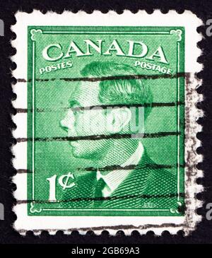 CANADA - CIRCA 1949 a stamp printed in the Canada shows King George VI, King of England, circa 1949 Stock Photo