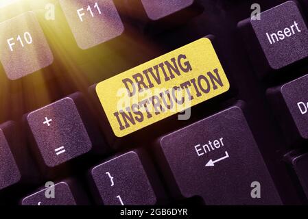 Sign displaying Driving Instruction, Business showcase detailed information on how driving should be done Typing Online Class Review Notes, Abstract R Stock Photo