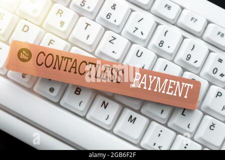 Inspiration showing sign Contactless Payment, Word for use near field communication for making secure payments Editing Website Program Codes, Learning Stock Photo