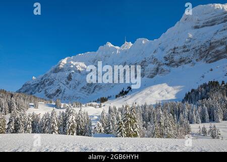 geography / travel, Switzerland, Schwaegalp with Saentis, Appenzell, NO-EXCLUSIVE-USE FOR FOLDING-CARD-GREETING-CARD-POSTCARD-USE Stock Photo