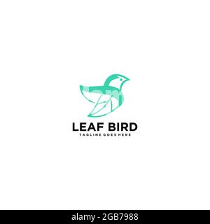 Simple and Elegant Logo Vector With Bird and Leaf Stock Vector