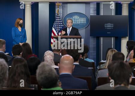 Washington, United States. 02nd Aug, 2021. White House American Rescue Plan Coordinator Gene Sperling holds a briefing at the White House in Washington, DC, Monday, August 2, 2021 Photo by Chris Kleponis/UPI Credit: UPI/Alamy Live News Stock Photo