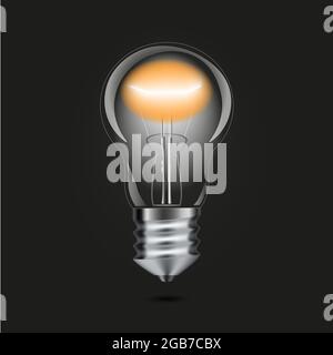 3d image, illustration. Realistic backlit incandescent lamp on a black background. Electricity. Stock Photo