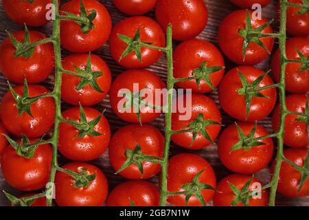 Trusses of small  ripe cherry tomatoes Stock Photo