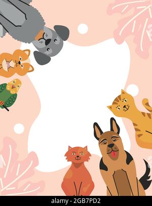 six differents pets Stock Vector