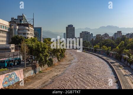 The Mapocho River in Santiago, Chile Stock Photo