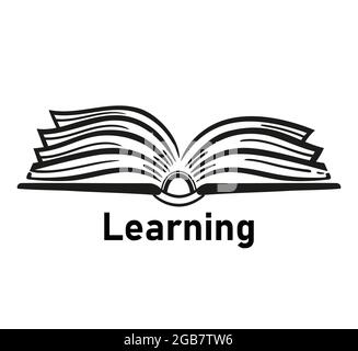 Read open book icon. Learning and reading literature. Textbook or dictionary silhouette. E-book library, information. Education online lesson. Vector Stock Vector