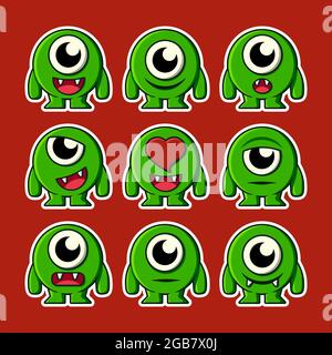 cute monster expression set Stock Vector