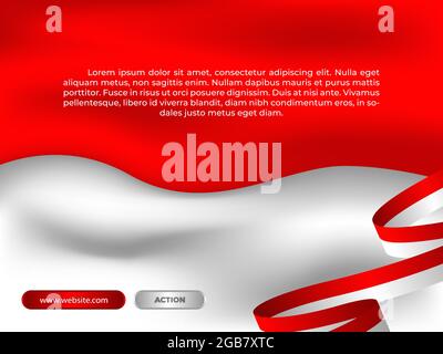 wavy indonesia flag banner poster wallpaper landing pages vector illustration. happy independence day indonesia Stock Vector