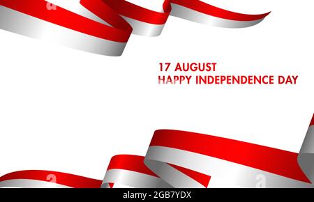 wavy realistic indonesia flag with letter 17th august happy independent day vector illustration Stock Vector