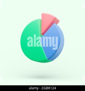 Circle diagram graph icon. Simple 3d render illustration on pastel background. Isolated object with soft shadows Stock Photo