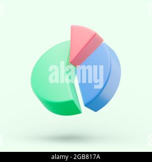 Circle diagram graph icon. Simple 3d render illustration on pastel ...