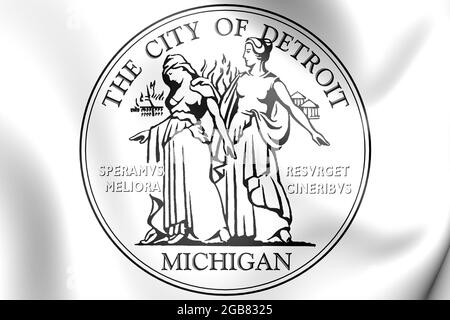 3D Seal of Detroit (Michigan state), USA. 3D Illustration. Stock Photo
