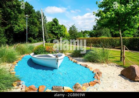 City park of Papenburg in summer, East Frisia Stock Photo