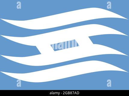 Top view of flag of Hyogo prefecture, no flagpole. Plane design, layout. Flag background. Stock Photo