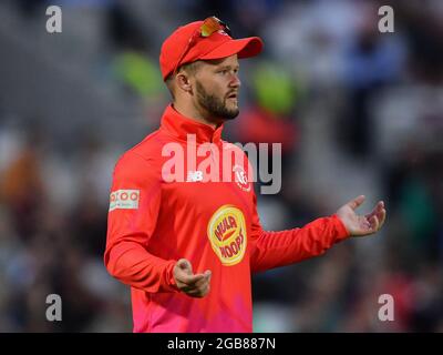 The Kia Oval, London, UK. 2nd August, 2021. Welsh Fire's Ben Duckett during The Hundred Men's match between Oval Invincibles and Welsh Fire: Credit: Ashley Western/Alamy Live News Stock Photo
