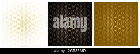 Set of abstract geometric pattern circle overlapping floral design. Luxury with gold lines ornamental background for decorative,wallpaper; clothing Stock Vector