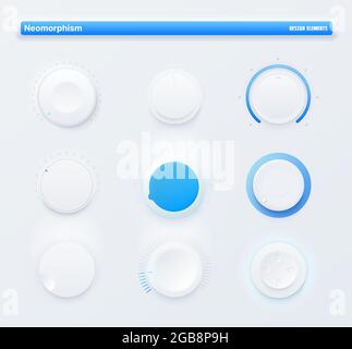 Neumorphic knob UI kit, mobile application buttons, user interface or ...