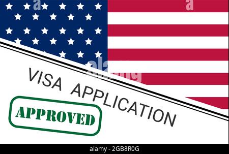 Approved USA viza H-1B. Visa in the United States temporary work for foreign skilled workers in specialty occupation Stock Vector