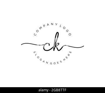 CK Feminine logo beauty monogram and elegant logo design, handwriting logo of initial signature, wedding, fashion, floral and botanical with creative Stock Vector