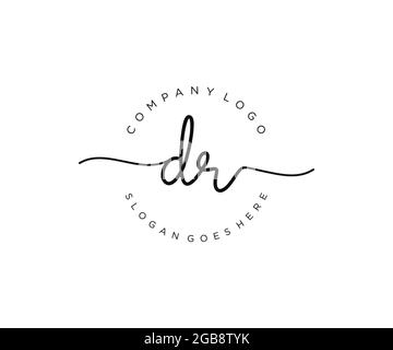 DR Feminine logo beauty monogram and elegant logo design, handwriting logo of initial signature, wedding, fashion, floral and botanical with creative Stock Vector