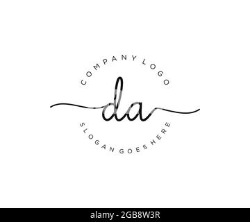 DA Feminine logo beauty monogram and elegant logo design, handwriting logo of initial signature, wedding, fashion, floral and botanical with creative Stock Vector