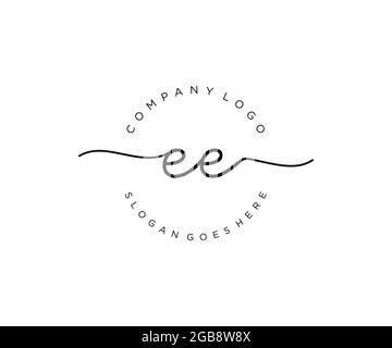 EE Feminine logo beauty monogram and elegant logo design, handwriting logo of initial signature, wedding, fashion, floral and botanical with creative Stock Vector