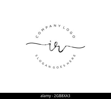 IR Feminine logo beauty monogram and elegant logo design, handwriting logo of initial signature, wedding, fashion, floral and botanical with creative Stock Vector