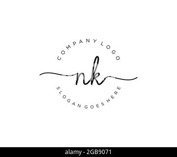 NK Feminine logo beauty monogram and elegant logo design, handwriting ...