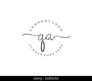 QA Feminine logo beauty monogram and elegant logo design, handwriting logo of initial signature, wedding, fashion, floral and botanical with creative Stock Vector