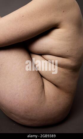 Wrinkled body of a naked, thicker, older woman, detail, studio shot,  Germany, Europe, Stock Photo, Picture And Royalty Free Image. Pic.  IBK-6973444