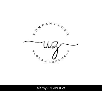UZ Feminine logo beauty monogram and elegant logo design, handwriting logo of initial signature, wedding, fashion, floral and botanical with creative Stock Vector
