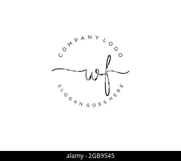 WF Feminine logo beauty monogram and elegant logo design, handwriting logo of initial signature, wedding, fashion, floral and botanical with creative Stock Vector