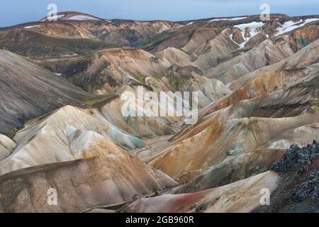 Coloured Rhyolite Mountains, Landmannalaugar, Highlands, Iceland Stock Photo