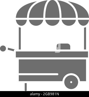 Vector food stall, street market gray icon. Stock Vector