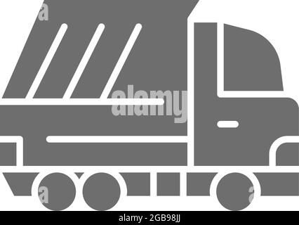 Vector garbage truck, waste vehicle gray icon. Stock Vector