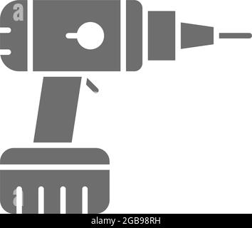 Drill, drilling machine, building tools grey icon. Stock Vector
