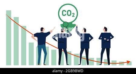 Reducing CO2 carbon emission leader agree pollution reducing working together cooperation Stock Vector