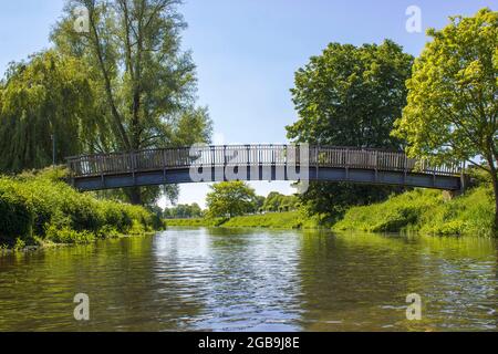 brigde on Niers River, Lower Rhine Region, Germany Stock Photo